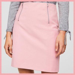 LOFT - Pink Stretch Mini Pencil Skirt with Double Zipper (Size: 2 Petite)